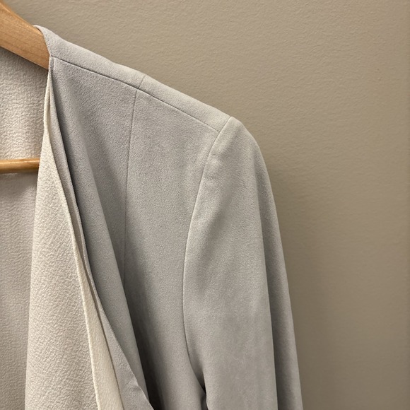 Chico's Faux Suede Open Front Light Gray Jacket Size 8/10 Medium Chico's Size 1 - Picture 8 of 15